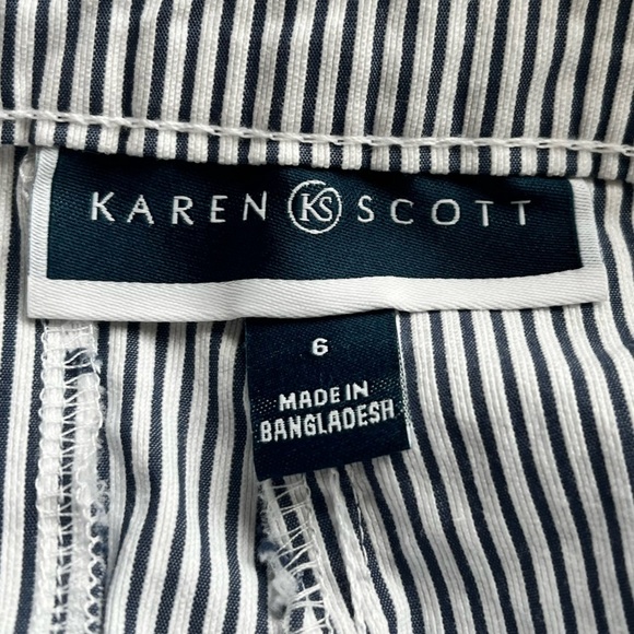 Karen Scott Woven Poplin Stretch Capri Pants w/ pockets striped - Picture 8 of 15